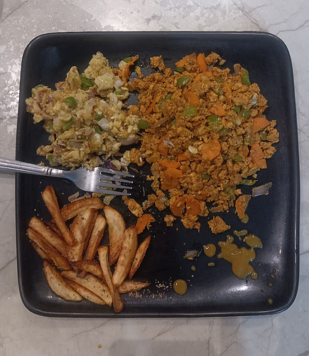Minced Meat, Omelette and Fries