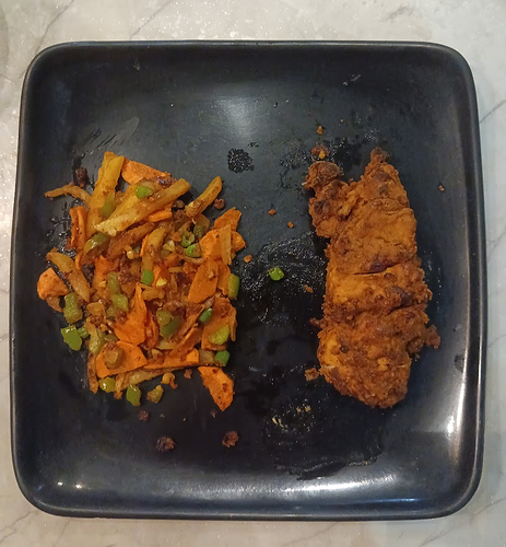 Air-Fried Chicken and Sautéed Vegetables